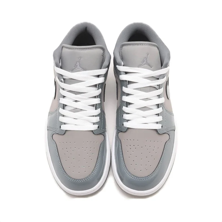 Air Jordan 1 Low Sneakers – Gray & Taupe with White Laces