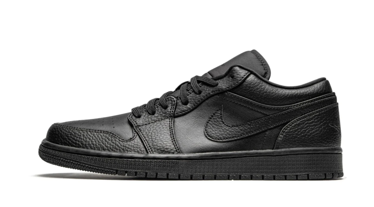 Air Jordan 1 Low Sneakers – All Black with Textured Overlays