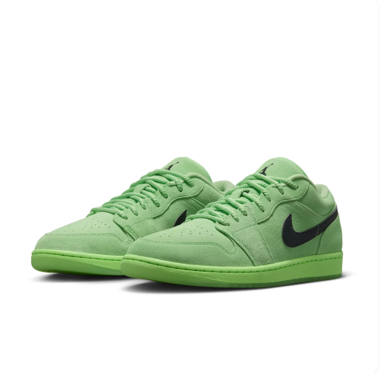 Air Jordan 1 Low Sneakers – Light Green & Black