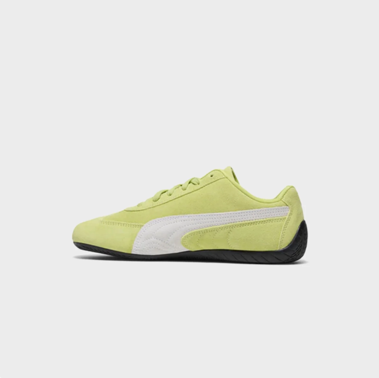 PUMA Slim Low-Top Sneakers – Lime Green & White with Black Sole