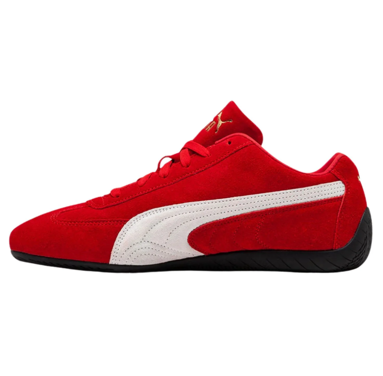 PUMA Slim Low-Top Sneakers – Red & White with Black Sole